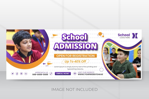 Back to school Facebook cover banner design template