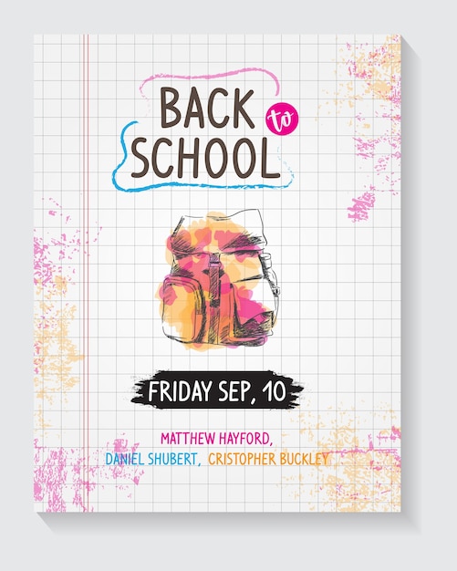 Back to School flyer watercoloor hand drawn