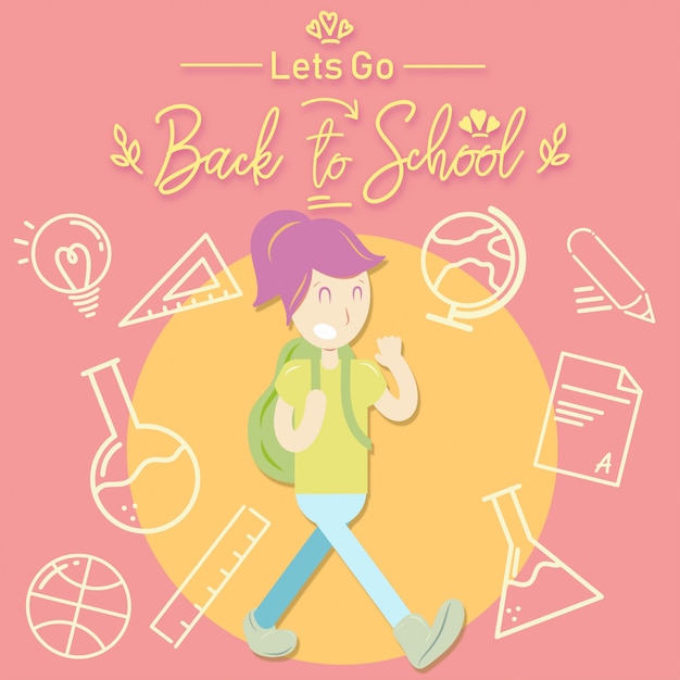 back to school girl vector