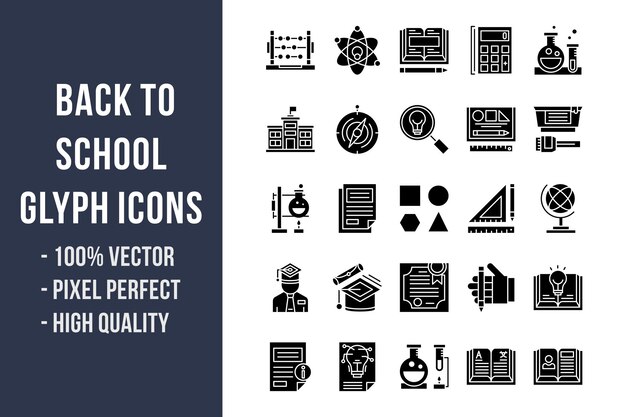 Back to School Glyph Icons