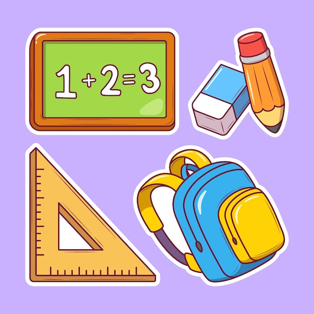 Back to School Hand Drawn Cartoon Icon Sticker Doodle Coloring