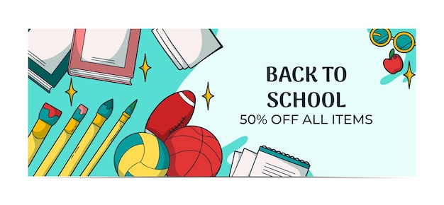 Back to school Hand drawn Marketing pack Facebook cover