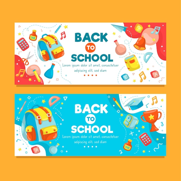 Back to school horizontal banners