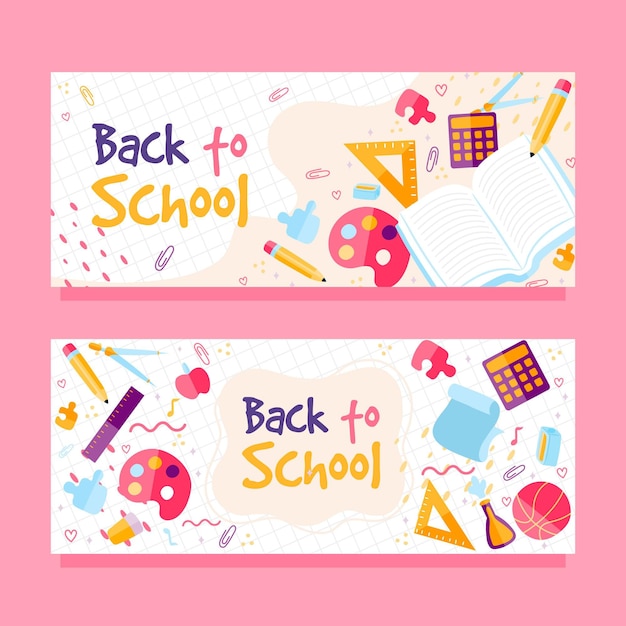 Back to school horizontal banners