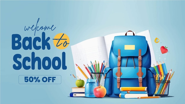 back to school horizontal sale banner template