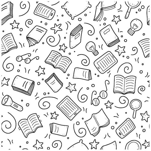 Back to school icons seamless pattern background Vector illustration