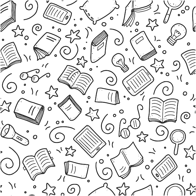 Back to school icons seamless pattern background Vector illustration