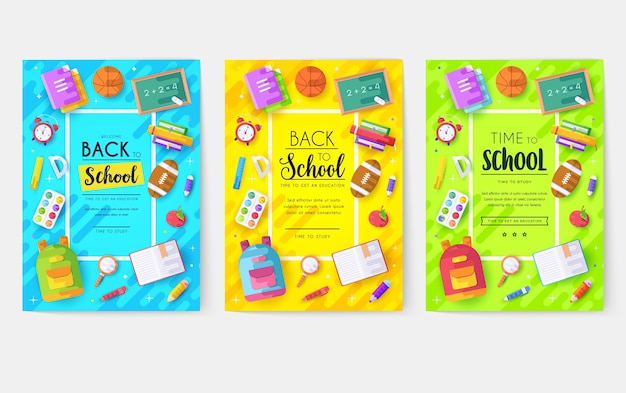 Back to school information cards set