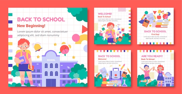 Back to school instagram posts design template