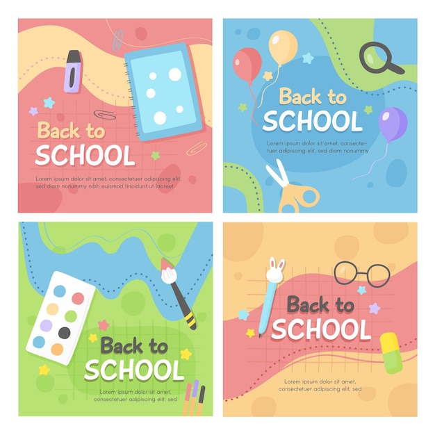 Back to school instagram posts set