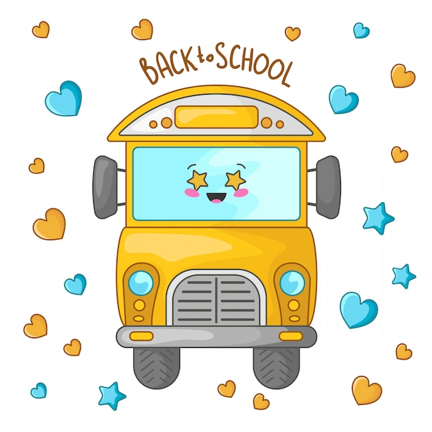 Vector back to school kawaii school bus