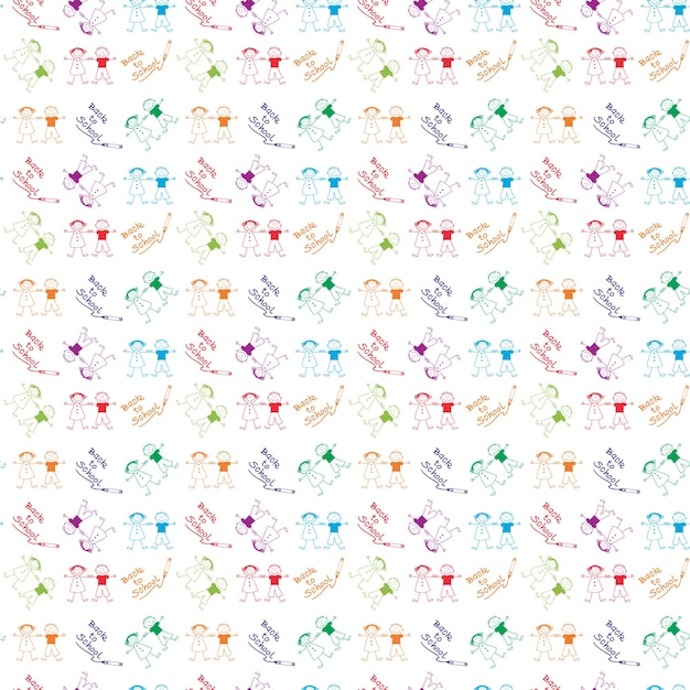 Back to School Kids hand drawn pattern background