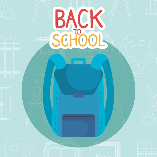 back to school label with bag