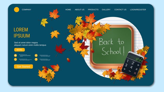 Vector back to school landing page vector design template