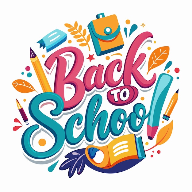 Back to School Lettering with Colorful Design