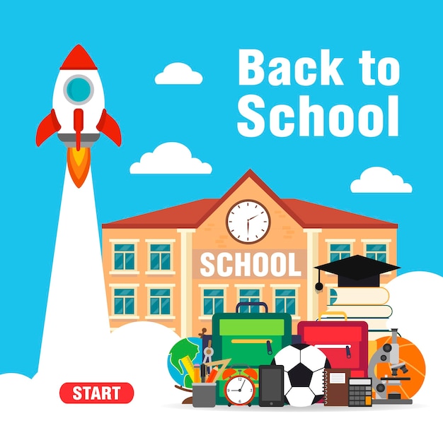 Back to school Modern concept flat banner design or back to school promotion