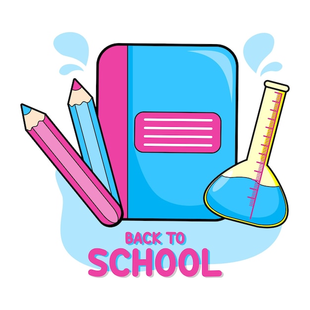 back to school pencil science tube book with abstract background Illustration