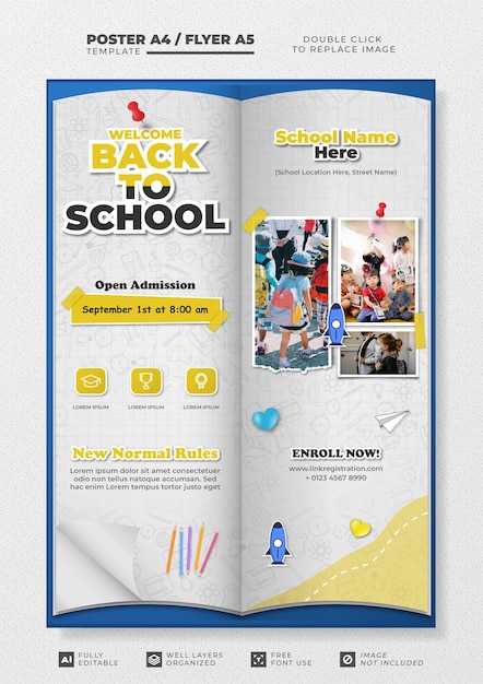 Back to school poster A4 template