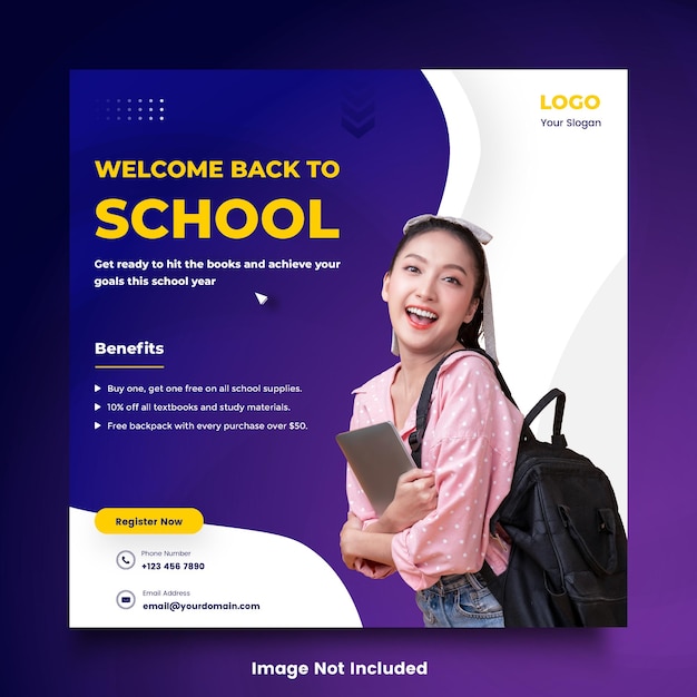 Back to school poster design template