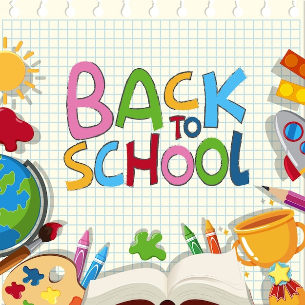 Back to school poster design with different school items