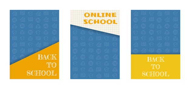 Back to school poster set School icons pattern Vector illustration concept