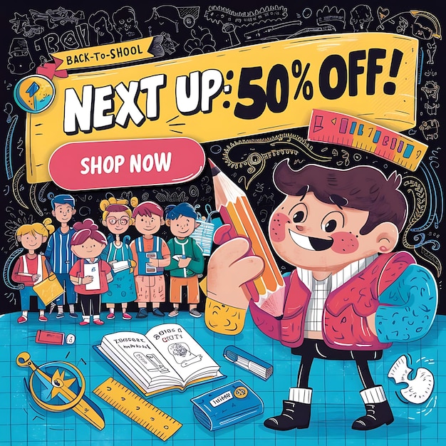 Back to School Sale banner with a colorful pencil Vector File