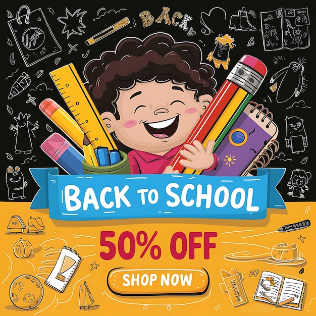 Back to School Sale banner with Shop Now Button Vector File