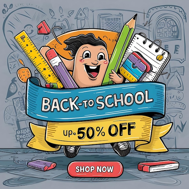 Vector back to school sale banner with shop now button vector file