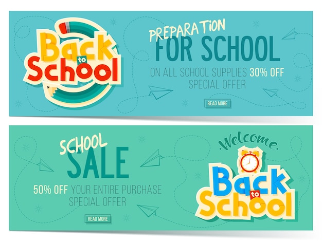 Back to school sale banners