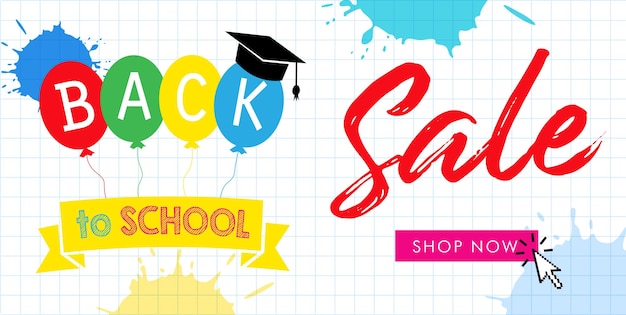 Back to School SALE creative advertising banner concept. School background with handdrawn style text