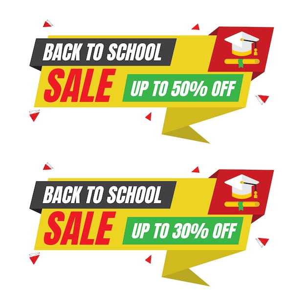 back to school sale promotion 50 off vector price tag design