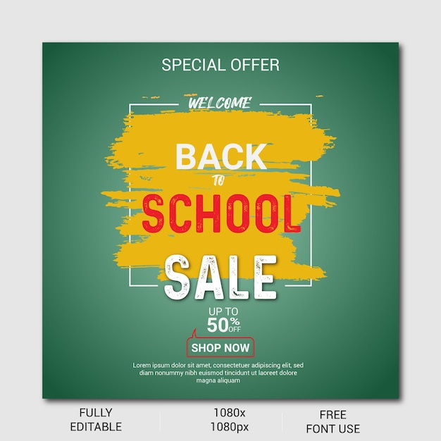 Back to school sale social media post premium vector