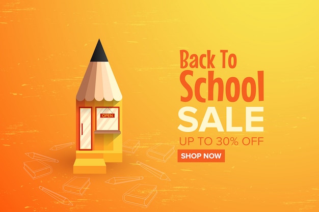 Back to school sale special offer banner template