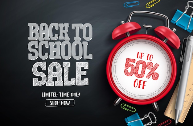 Back to school sale vector banner design School sale text in black empty space for shopping