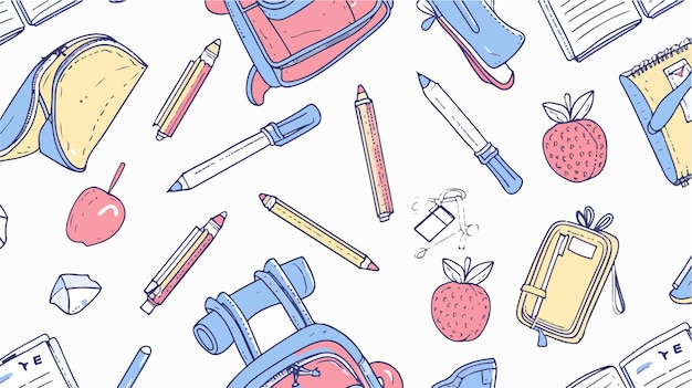 Back to School Seamless Pattern Line Minimalist Design