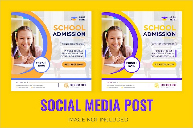 Back to school season social media banner or Instagram post banner template