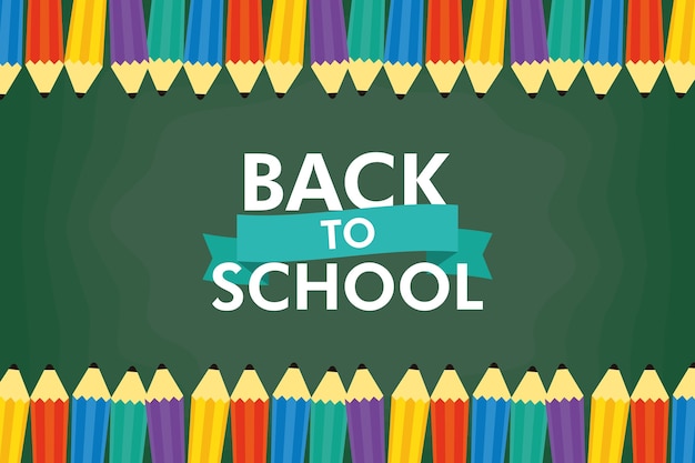 Back to school season with lettering and colors pencils vector illustration design