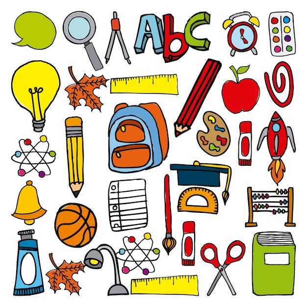 back to school set supplies icon