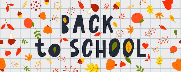 Back to School Sketchy Doodles with Hand Drawn.Vector Illustration Autumn leaves,lettering.
