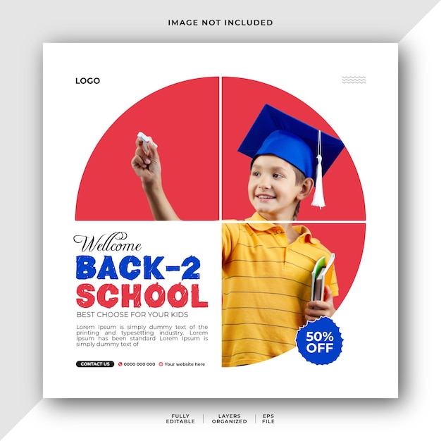 Back to school social media or Instagram banner post template