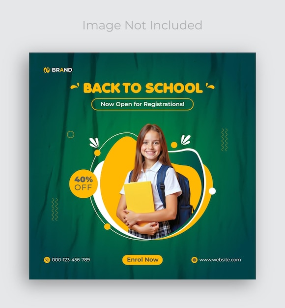 Vector back to school social media instagram post banner template