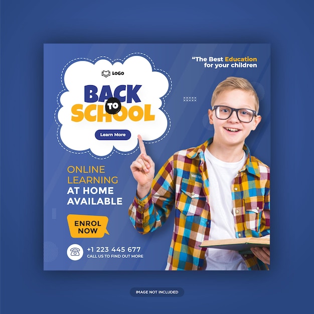 back to school social media instagram post or web banner template premium vector