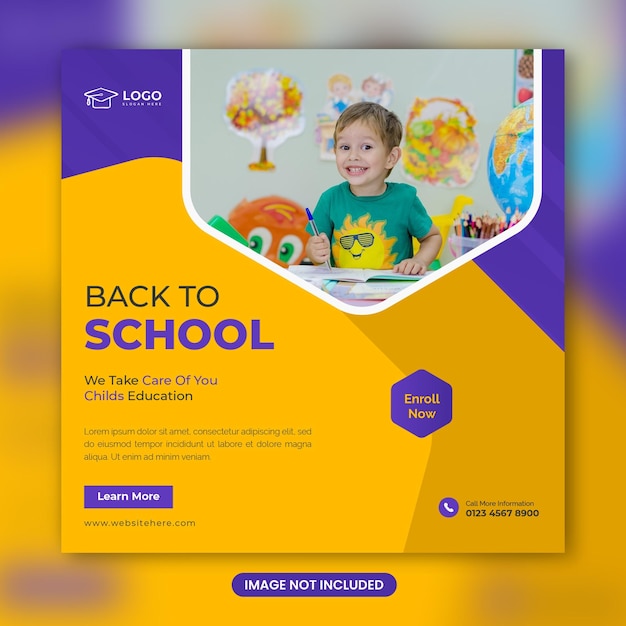 Back to school social media post banner template design