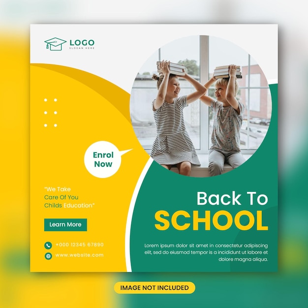 Back to school social media post banner template