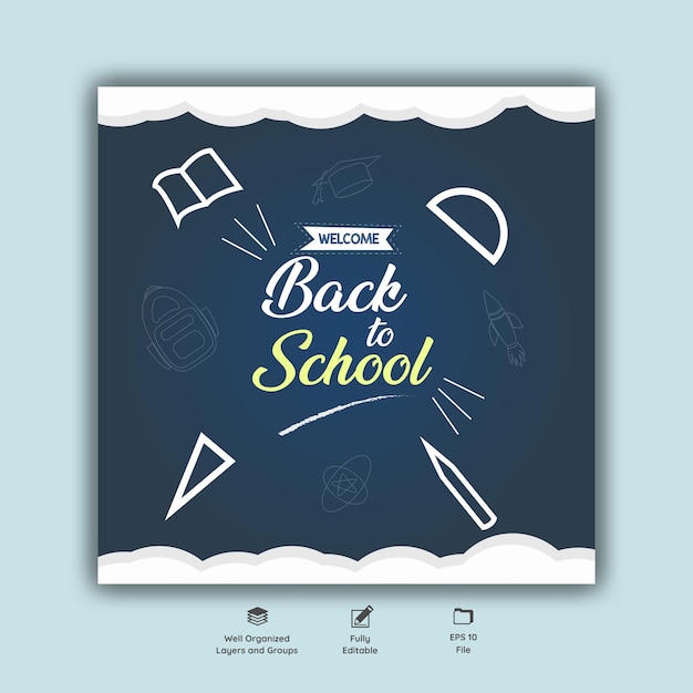 Vector back to school social media post design vector illustration