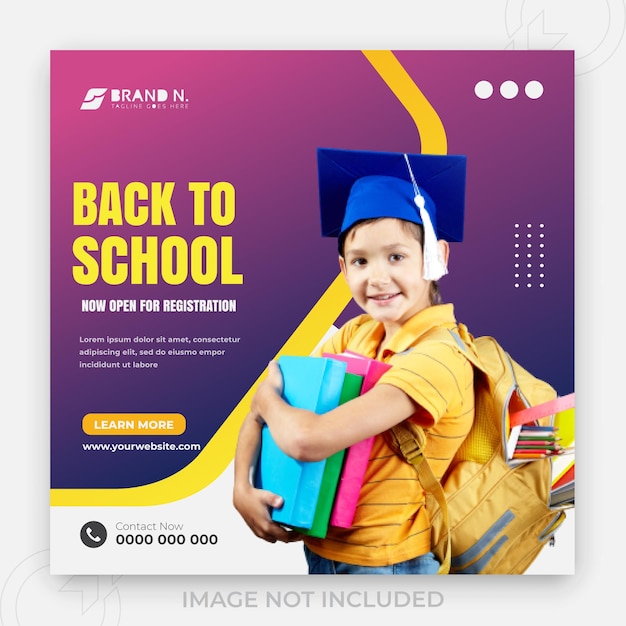 Back to school social media post or digital web banner template design