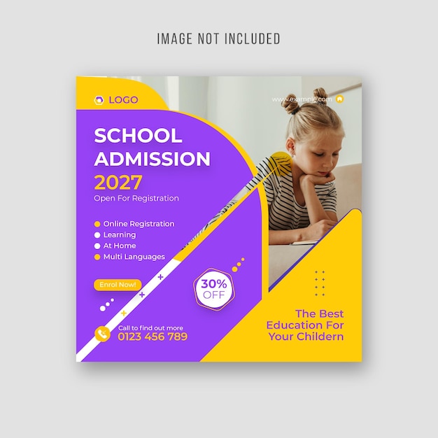 Back to school social media post or flyer template for social posts and web ads design