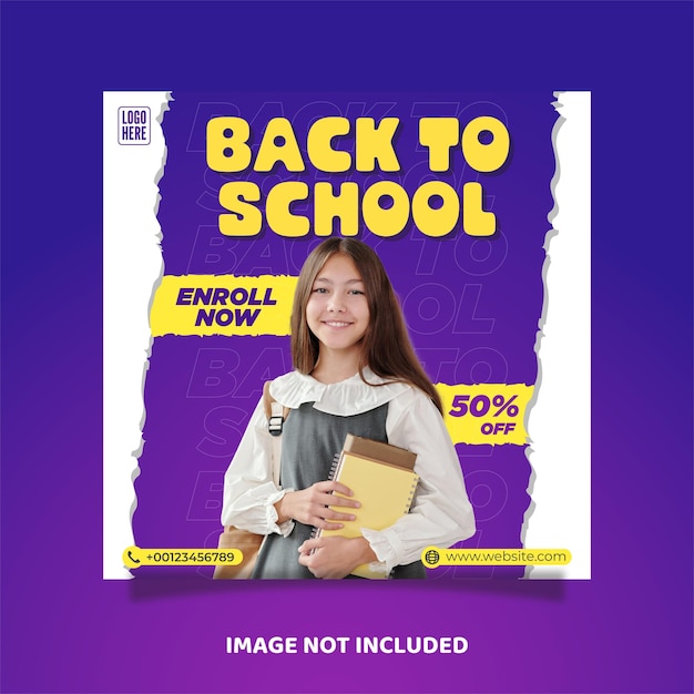 Back to school social media post and square feed template