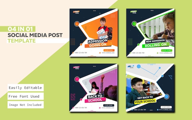 Back to school social media post template