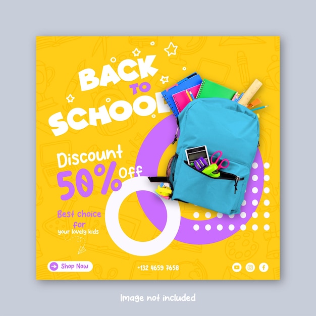 Vector back school social media post template